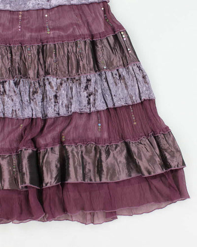 Y2k 00s Purple Tiered Skirt - M