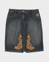 Y2k 00s Mac &amp; Jac Embroidered Denim Skirt - M