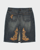 Y2k 00s Mac &amp; Jac Embroidered Denim Skirt - M
