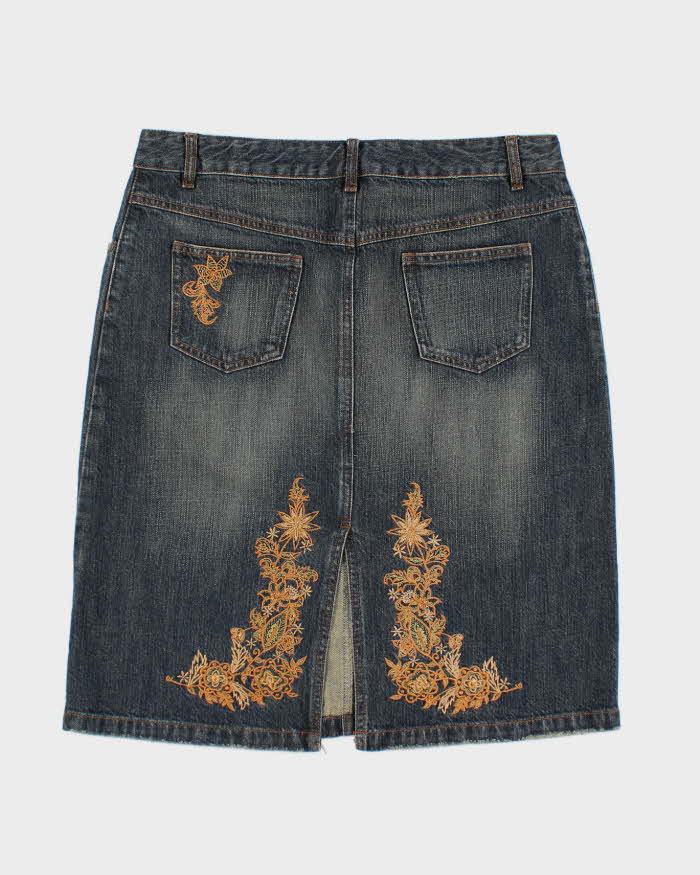 Y2k 00s Mac &amp; Jac Embroidered Denim Skirt - M