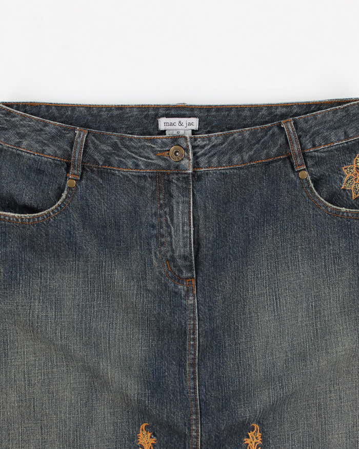 Y2k 00s Mac &amp; Jac Embroidered Denim Skirt - M