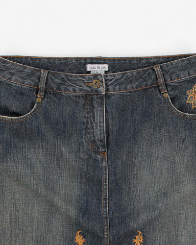 Y2k 00s Mac & Jac Embroidered Denim Skirt - M