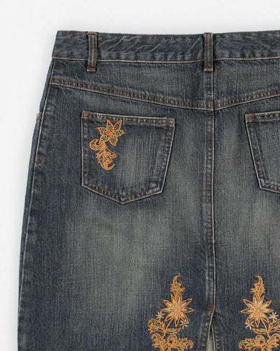 Y2k 00s Mac & Jac Embroidered Denim Skirt - M