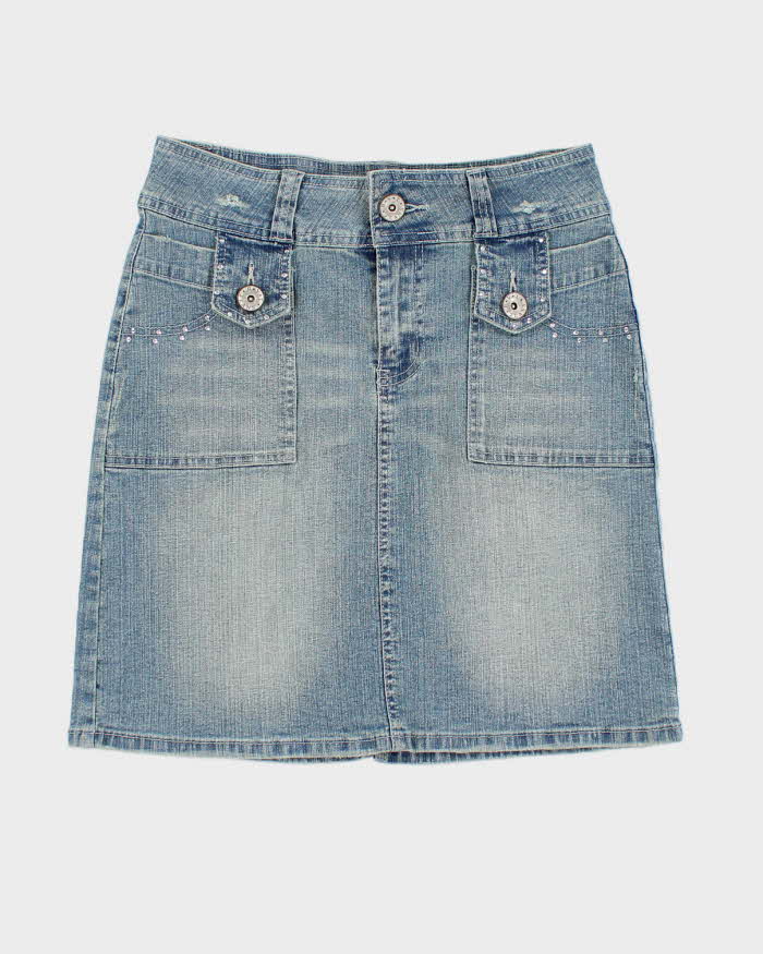 Vintage Y2k 00s RVT Jeans Bedazzled Denim Skirt - S