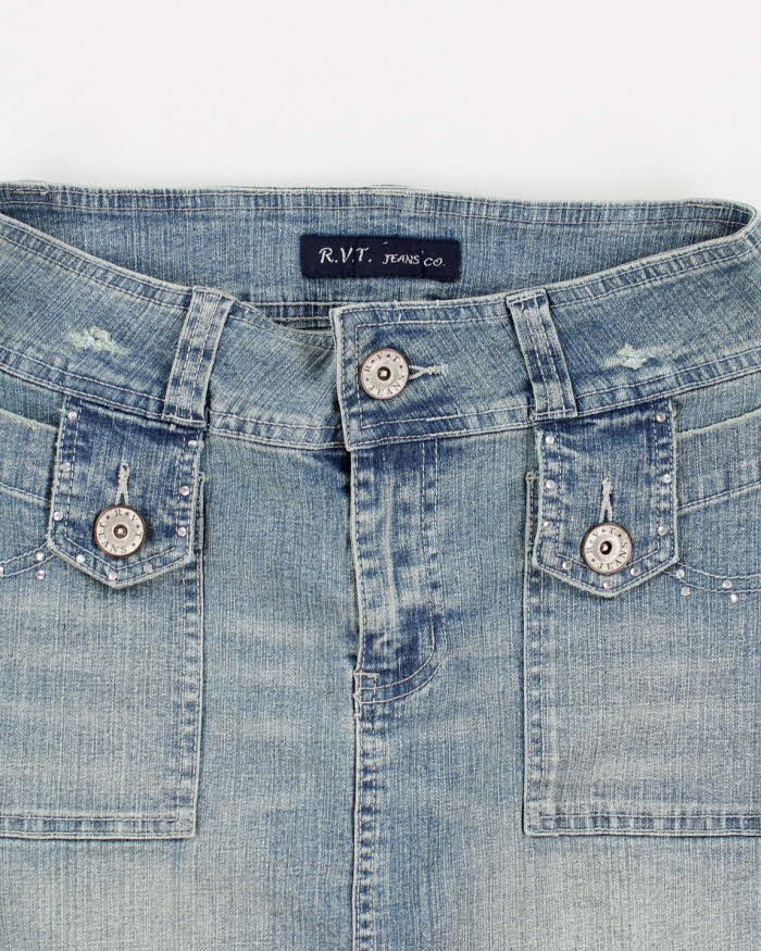 Vintage Y2k 00s RVT Jeans Bedazzled Denim Skirt - S