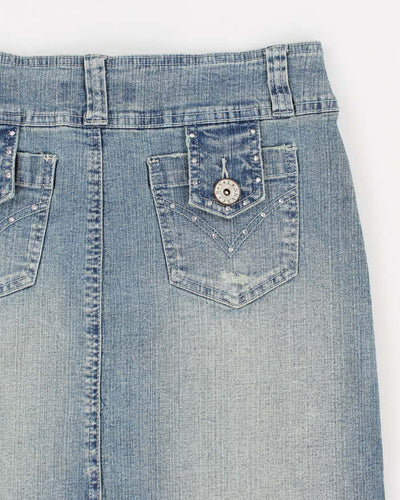 Vintage Y2k 00s RVT Jeans Bedazzled Denim Skirt - S