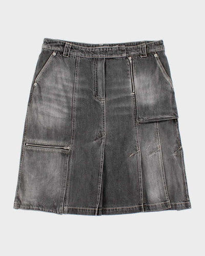 Vintage Y2k 00s Grey Pleated Zip Denim Skirt - M