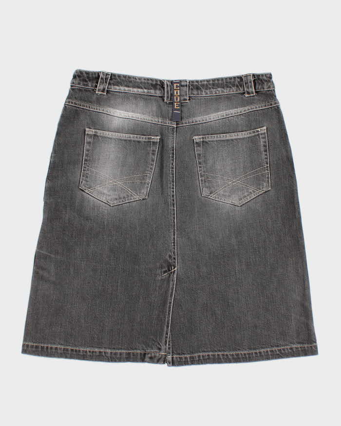 Vintage Y2k 00s Grey Pleated Zip Denim Skirt - M