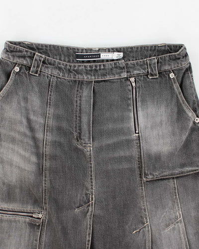 Vintage Y2k 00s Grey Pleated Zip Denim Skirt - M