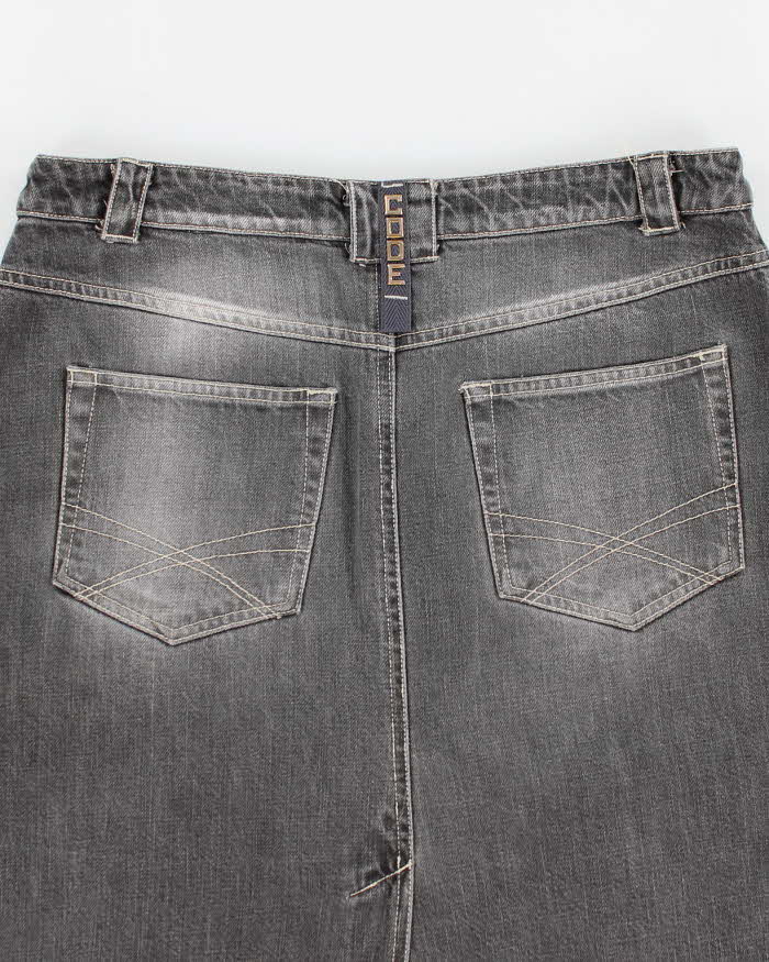 Vintage Y2k 00s Grey Pleated Zip Denim Skirt - M