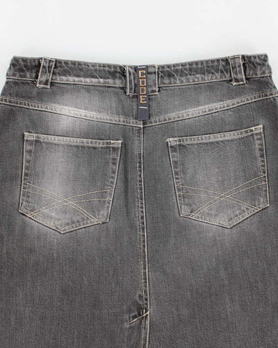 Vintage Y2k 00s Grey Pleated Zip Denim Skirt - M