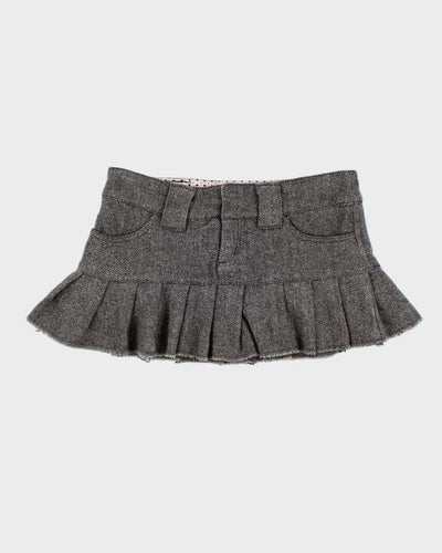 Y2k 00s Grey Pleated Mini Skirt - S