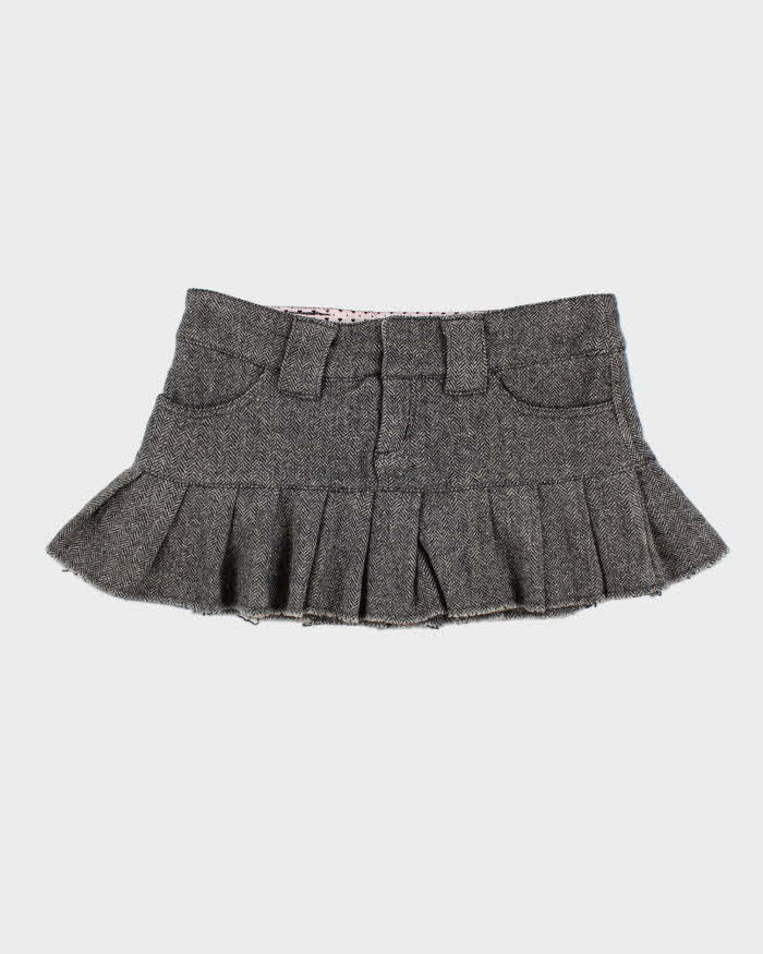 Y2k 00s Grey Pleated Mini Skirt - S