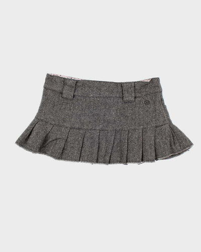 Y2k 00s Grey Pleated Mini Skirt - S