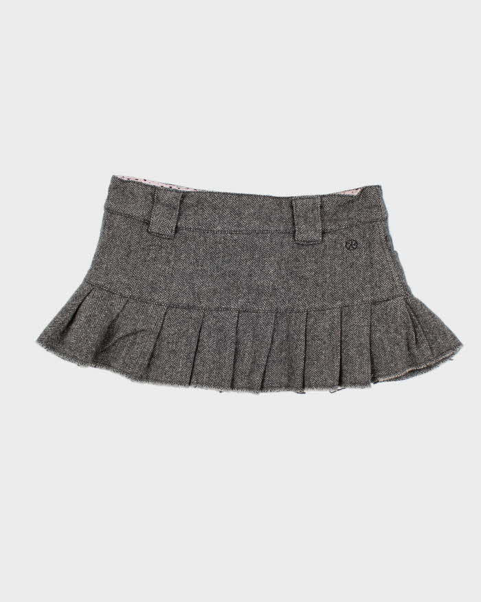 Y2k 00s Grey Pleated Mini Skirt - S