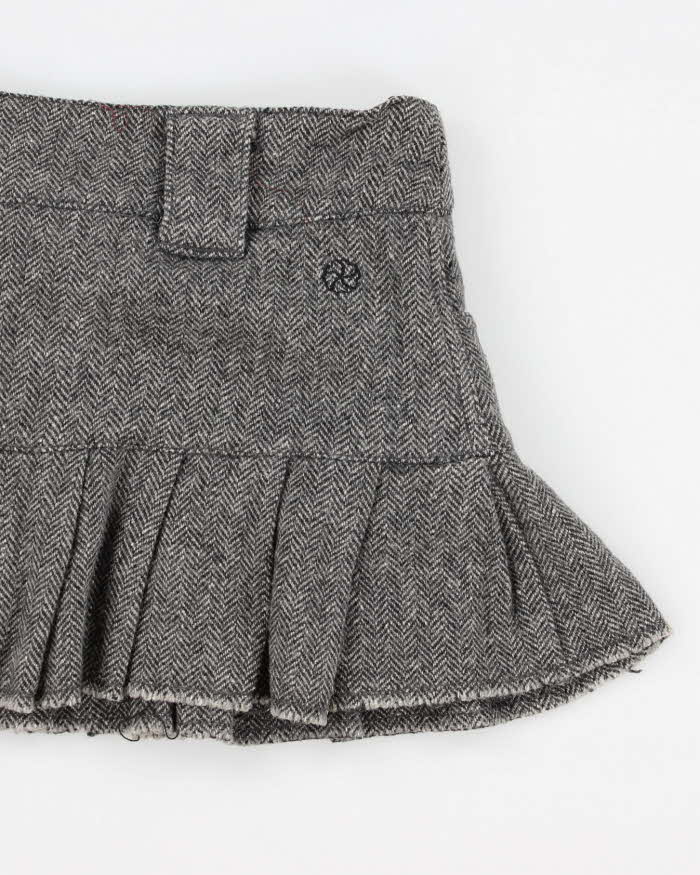 Y2k 00s Grey Pleated Mini Skirt - S