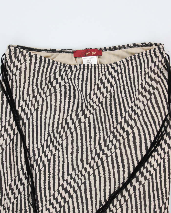 Y2k 00s Pattern Black & White Mesh Skirt - S
