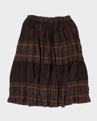 Y2k 00s Brown Flowy Skirt - S
