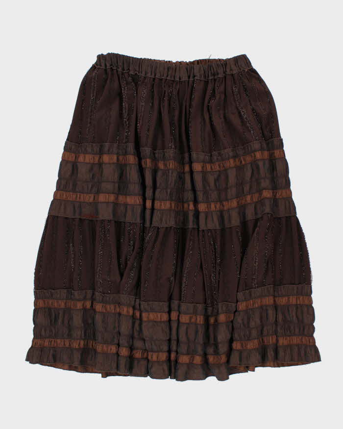 Y2k 00s Brown Flowy Skirt - S