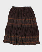 Y2k 00s Brown Flowy Skirt - S