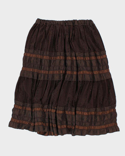 Y2k 00s Brown Flowy Skirt - S