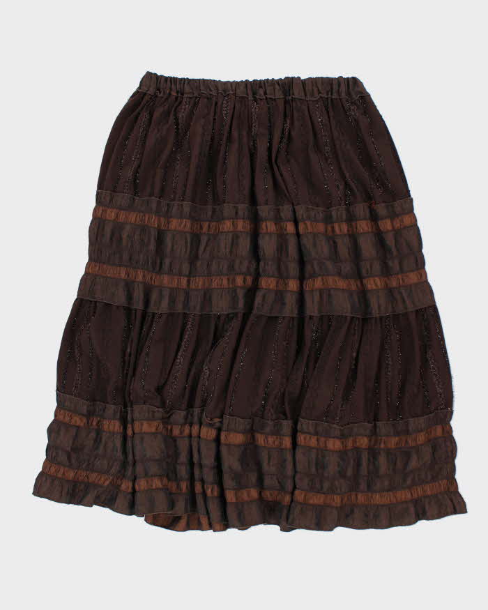 Y2k 00s Brown Flowy Skirt - S