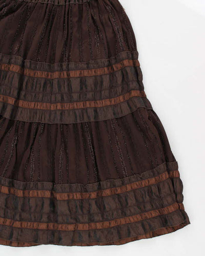 Y2k 00s Brown Flowy Skirt - S