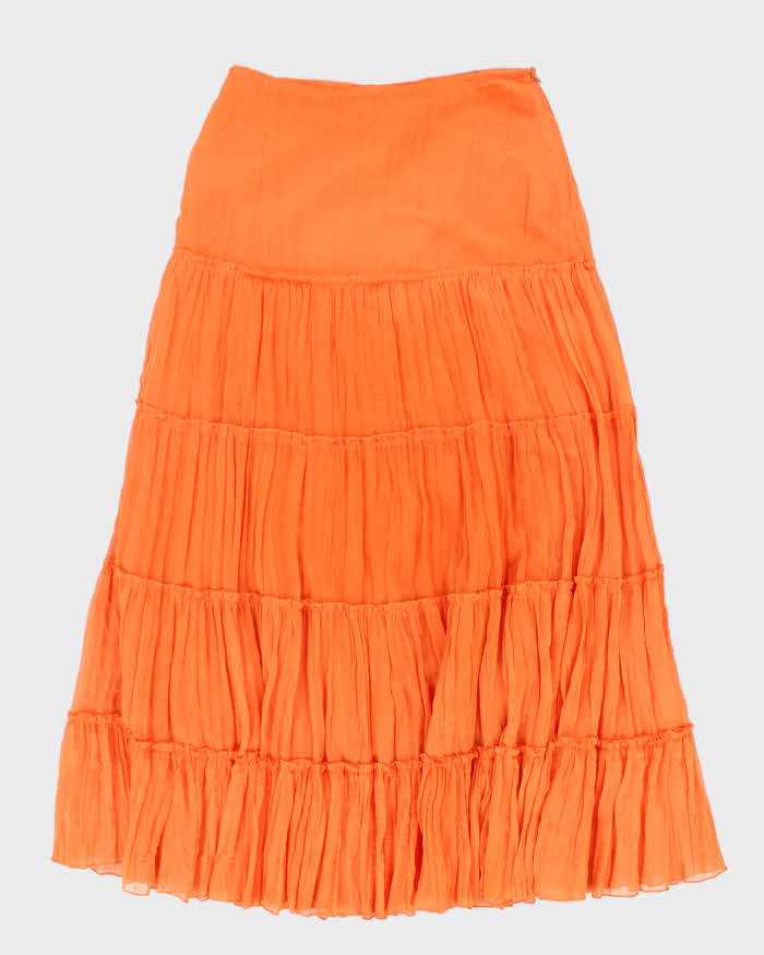 Y2k 00s Orange Flowy Tiered Skirt - S