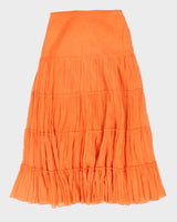 Y2k 00s Orange Flowy Tiered Skirt - S