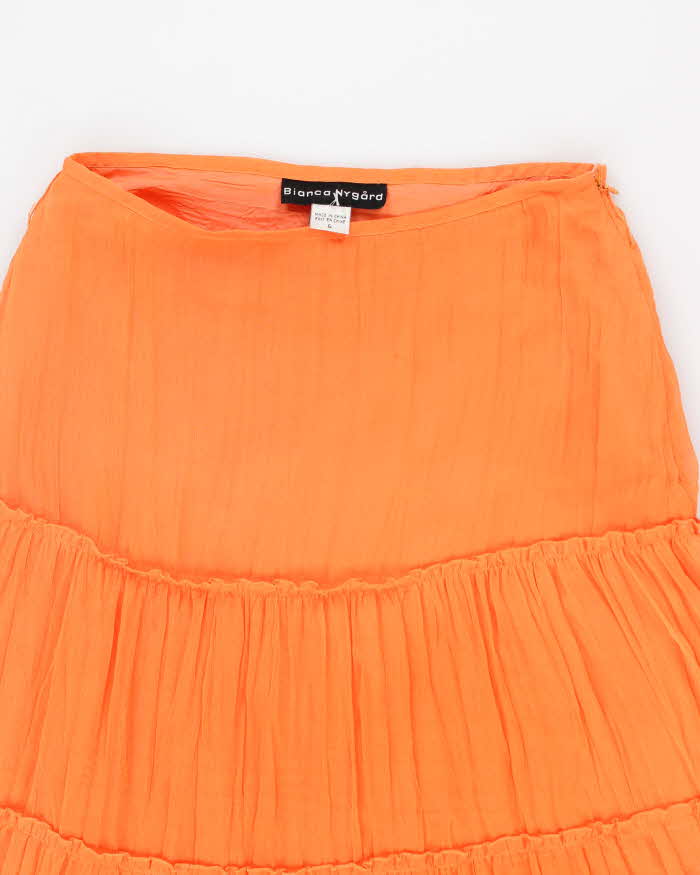 Y2k 00s Orange Flowy Tiered Skirt - S