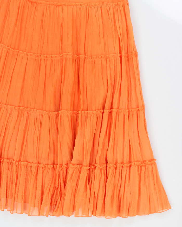 Y2k 00s Orange Flowy Tiered Skirt - S
