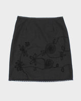 Y2k 00s V'cocca Black Embroidered Smart Skirt - L
