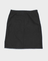 Y2k 00s V'cocca Black Embroidered Smart Skirt - L