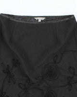 Y2k 00s V'cocca Black Embroidered Smart Skirt - L