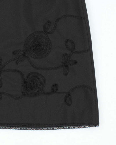 Y2k 00s V'cocca Black Embroidered Smart Skirt - L