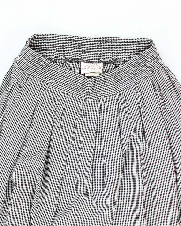 Vintage 90s Black &amp; White Checked Gingham Skirt - M