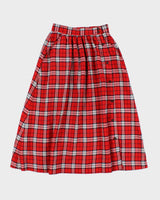 Vintage Red Tartan Button Up Skirt - XS