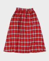 Vintage Red Tartan Button Up Skirt - XS