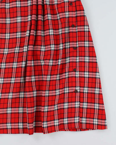 Vintage Red Tartan Button Up Skirt - XS