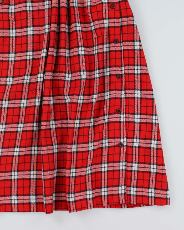 Vintage Red Tartan Button Up Skirt - XS