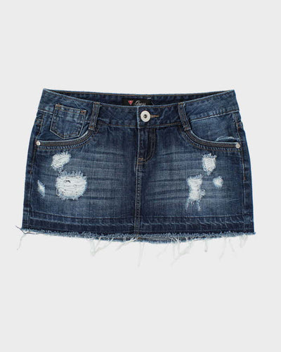 Y2k 00s Guess Distressed Denim Mini Skirt - S