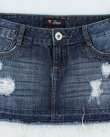 Y2k 00s Guess Distressed Denim Mini Skirt - S