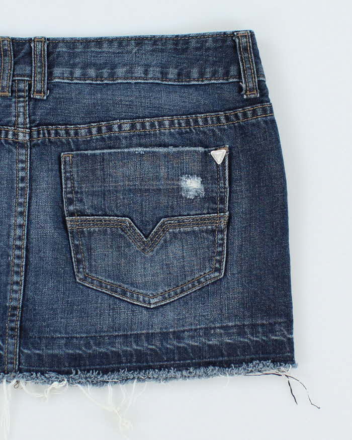Y2k 00s Guess Distressed Denim Mini Skirt - S