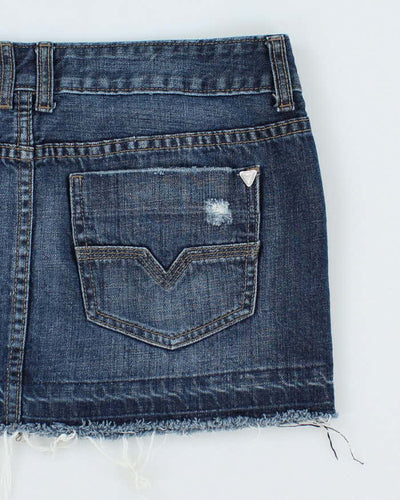 Y2k 00s Guess Distressed Denim Mini Skirt - S