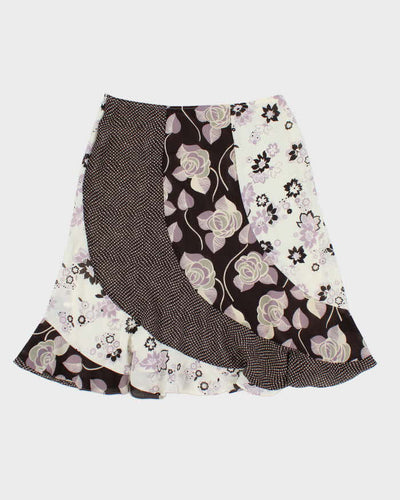 Vintage Floral Patterned Midi Skirt - M