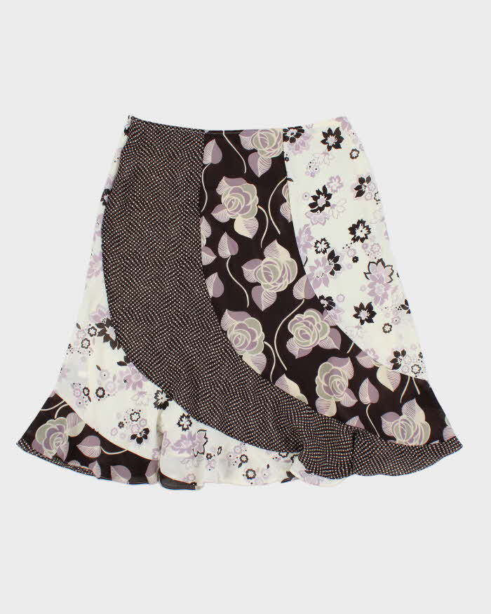 Vintage Floral Patterned Midi Skirt - M