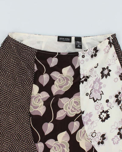 Vintage Floral Patterned Midi Skirt - M