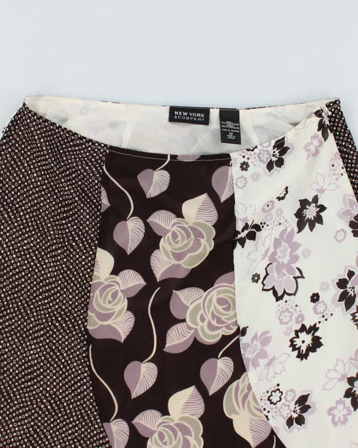 Vintage Floral Patterned Midi Skirt - M