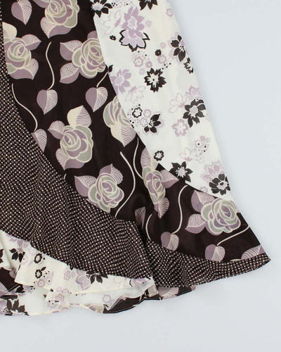 Vintage Floral Patterned Midi Skirt - M