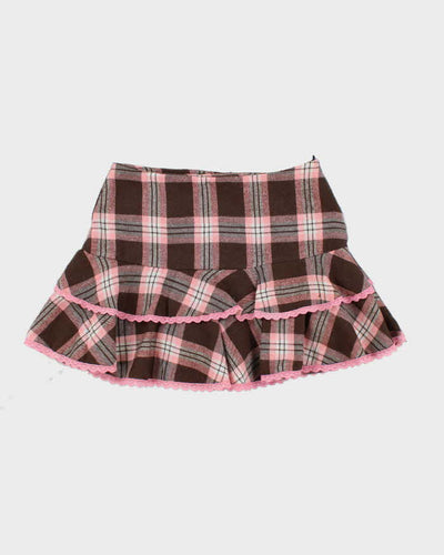 Vintage Y2K Patterned Layered Mini Skirt - XS